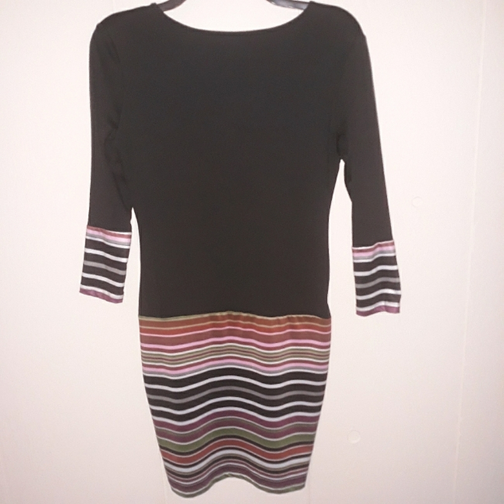 Black dress with colorful stripes size S long sleeve mini